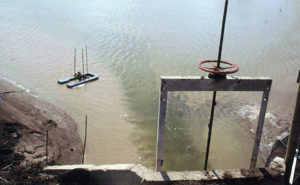 Farm effluent during draining for harvest